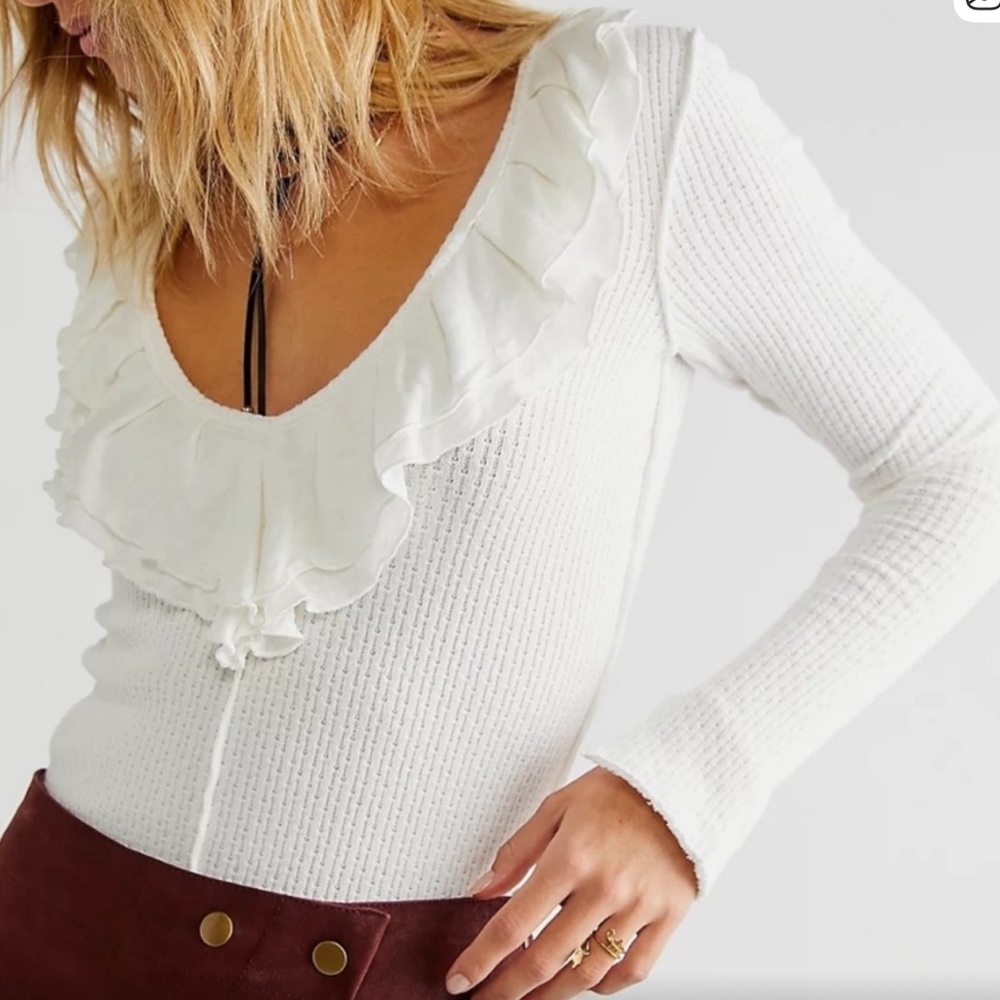 Free People Ivory Bennet Long Sleeve Thermal Top